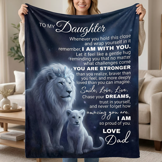 To My Daughter Fleece Blanket Lion & Cub From Dad