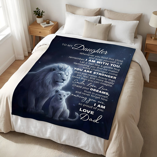 To My Daughter Fleece Blanket Lion & Cub From Dad