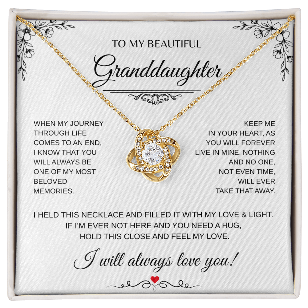 To My Beautiful Granddaughter Love Knot Necklace